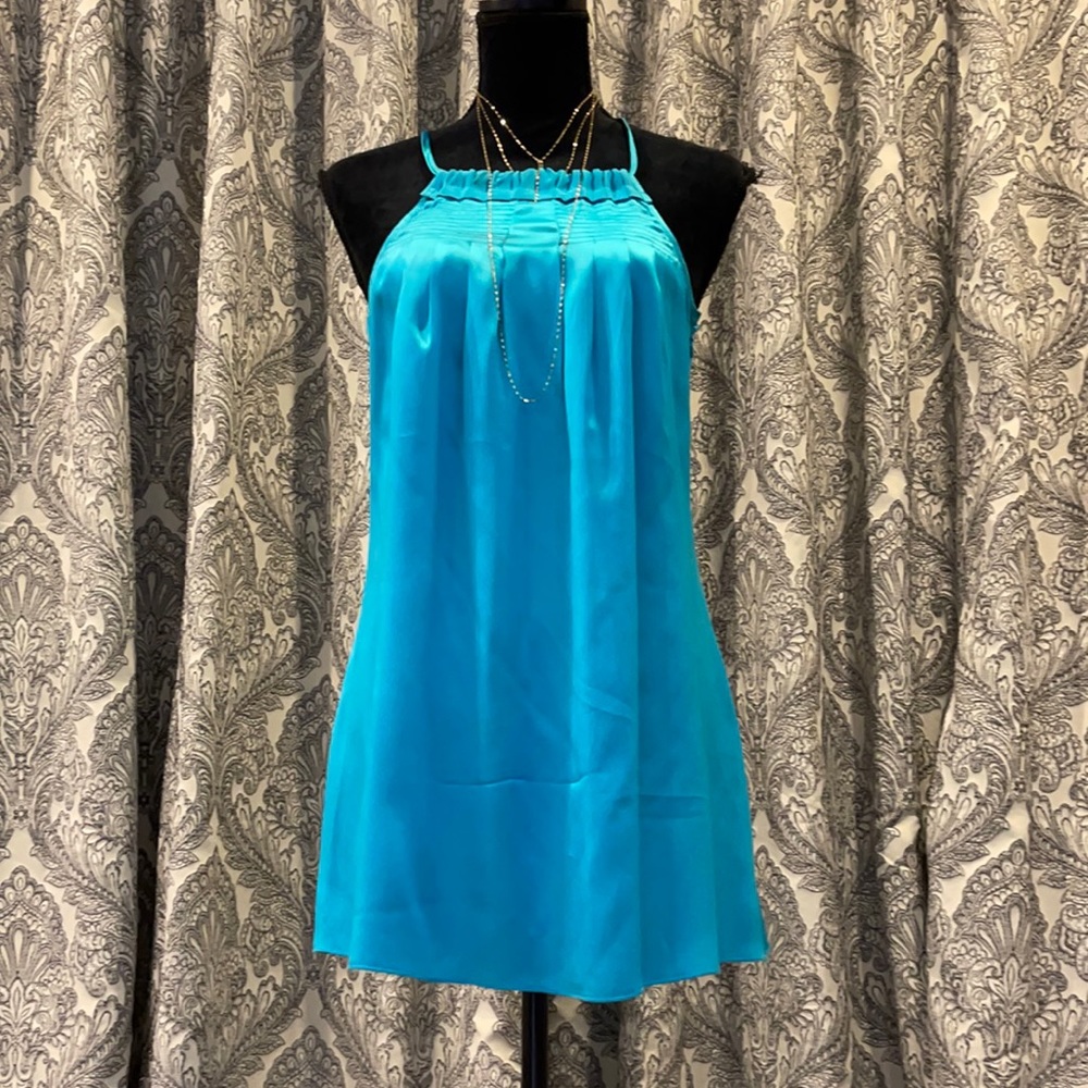 100% SILK TURQUOISE BLUE SLIP DRESS/TUNIC